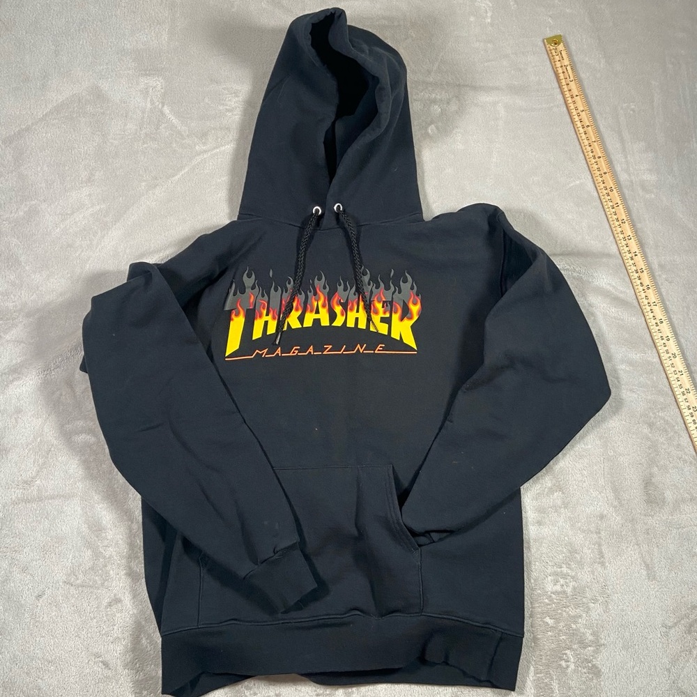 Black Thrasher hoodie Small front pocket skate wear